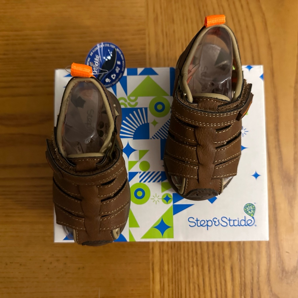 NIB Step and Stride Cromar P Sandals Size 3 Baby/Toddler BROWN - Picture 3 of 6